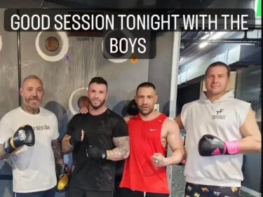 Toby Mitchell, Sam Abdulrahim, Dylan Goddard and Jon “2 guns” Walker posed for a picture in activewear after a boxing session.