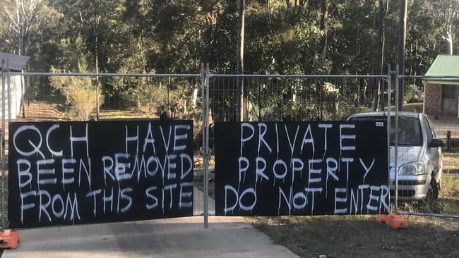 The sign Lisa Bourke placed outside her property. Photo: Supplied