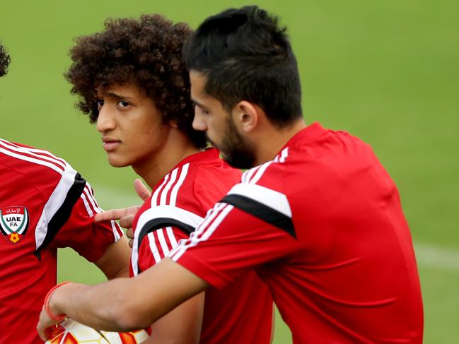 UAE's Omar Abdulrahman and team mates during UAE's training session at No. 2 Sports Ground,Newcastle .Picture Gregg Porteous