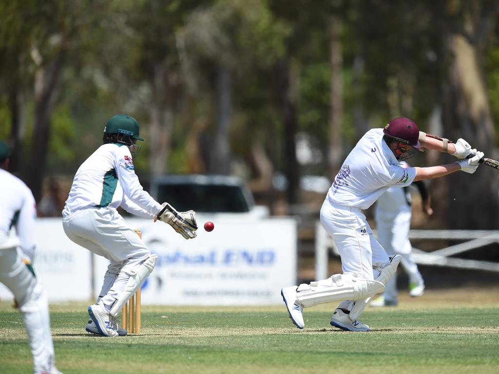 Kookaburra Cup cricket - Palm Beach Currumbin vs Helensvale Pacific Pines at Salk Oval in Palm Beach. Palm Beach batting. Zane Beattie batting. Picture: Lawrence Pinder