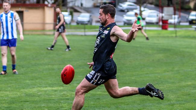 Cudgewa's Mitch Pynapples kicks the ball. Picture: Wendy Lavis.