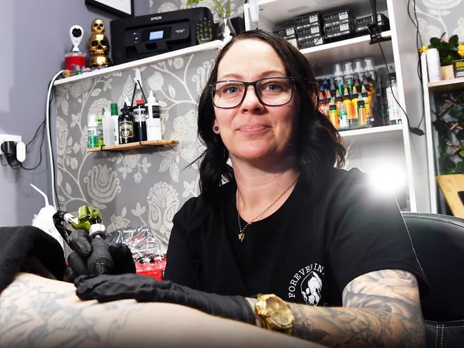 Kelara Roberts of Forever Inked Tattoo was voted the best tattoo artist on the Sunshine Coast. Picture: Patrick Woods.