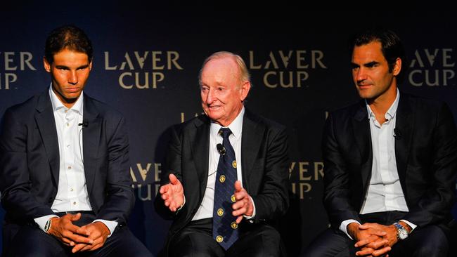 Rafael Nadal, Rod Laver and Roger Federer.