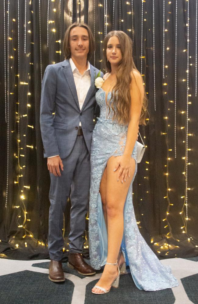 Tarhni Barclay and Joseph McKeown at the Maroochydore State High School formal 2023.