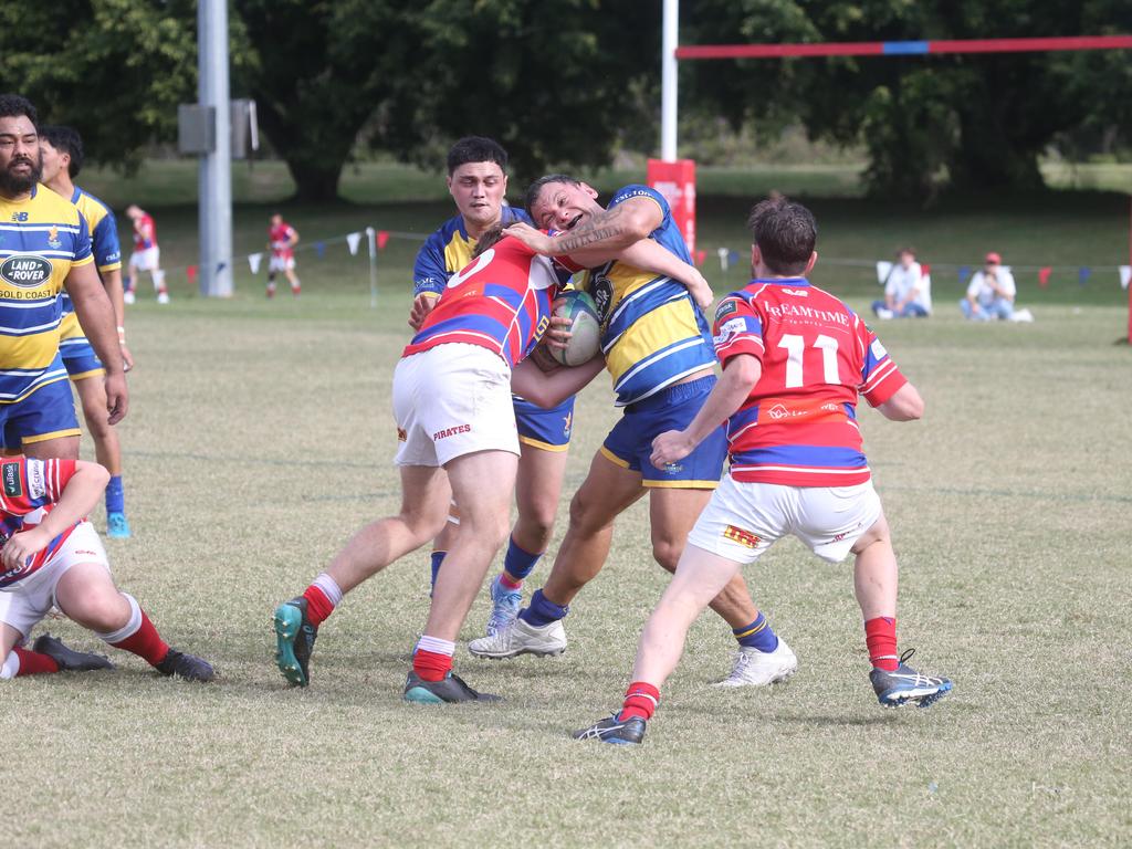 GCDRU round 13 seniors - 2nd grade. Bond Pirates vs. GC Eagles. Ross Love. 14 July 2024 Miami Picture by Richard Gosling