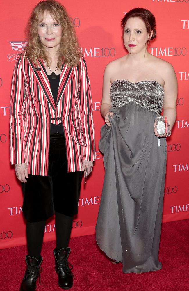 Dylan Farrow, pictured with mum Mia Farrow, has reportedly not seen Allen since 1992. Picture: AFP.