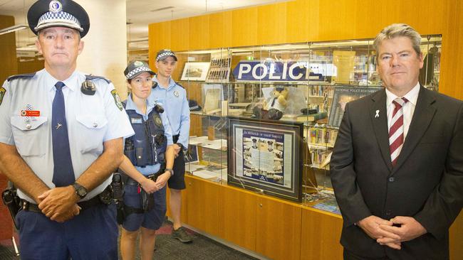 Chief Inspector Bob Fitzgerald and Superintendent Gary Merryweather (front) wih officers Erin Connell and Jason Barbe at the exhibition.