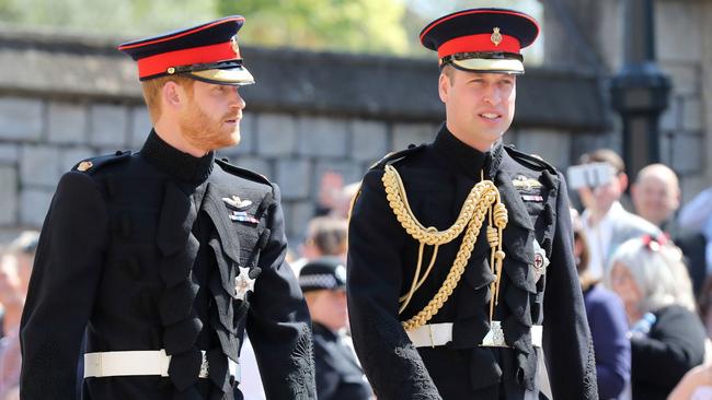 Prince Harry walks with his best man, Prince William, on the day of his wedding to Meghan Markle on May 19, 2018. Picture: Getty Images