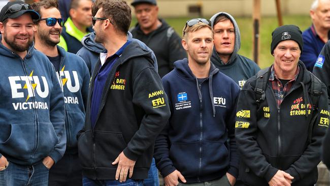 Workers gather for the ‘Change the Rules’ union protest rally in Melbourne’s CBD. Picture: Mark Stewart