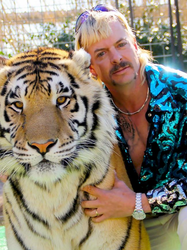 Joe Exotic in a scene from the true crime TV series Tiger King: Murder, Mayhem and Madness. Supplied by Netflix.