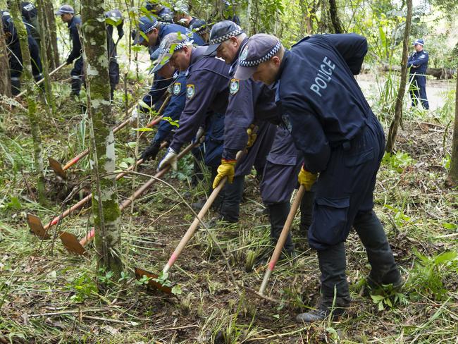 Search teams looking for evidence in the William Tyrrell case at Batar Creek, NSW, in June 2018. Picture: AAP