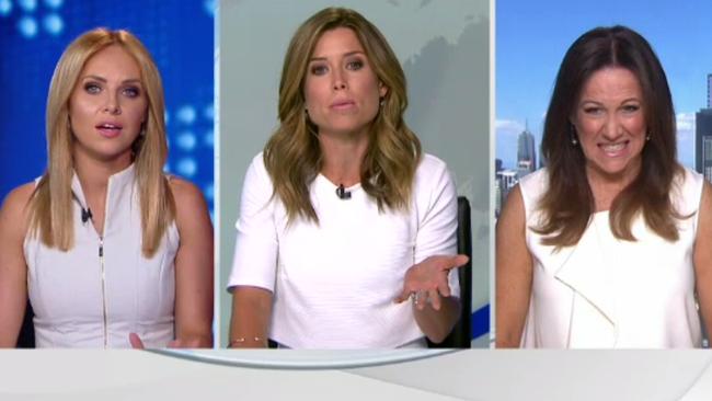 All white: Nine’s Julie Snook, Amber Sherlock and psychologist Sandy Rae.