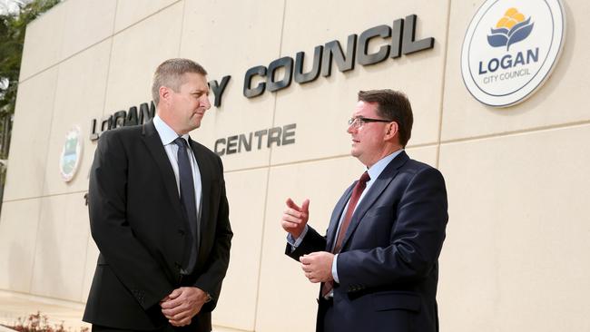 Logan City Council CEO Andrew Milner with Mayor Luke Smith - Picture: Richard Walker