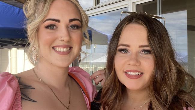 Cassidy Bell and Shavaun Groom enjoy a day of fun at the Gympie Races on Saturday, July 15, 2023.