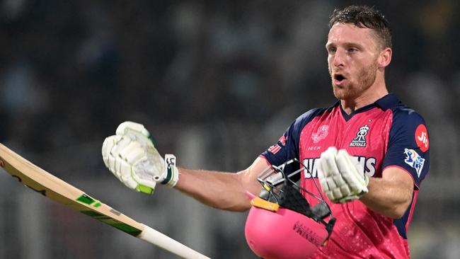 England’s Jos Buttler was bought by Gujarat Titans for A$2.88 million. (Photo by DIBYANGSHU SARKAR / AFP)