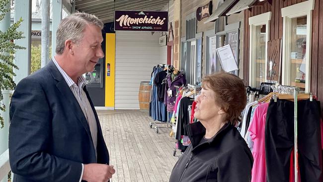 Liberal party candidate for Eden-Monaro, Dr Jerry Nockles at Nuggets Crossing Shopping Centre in Jindabyne.