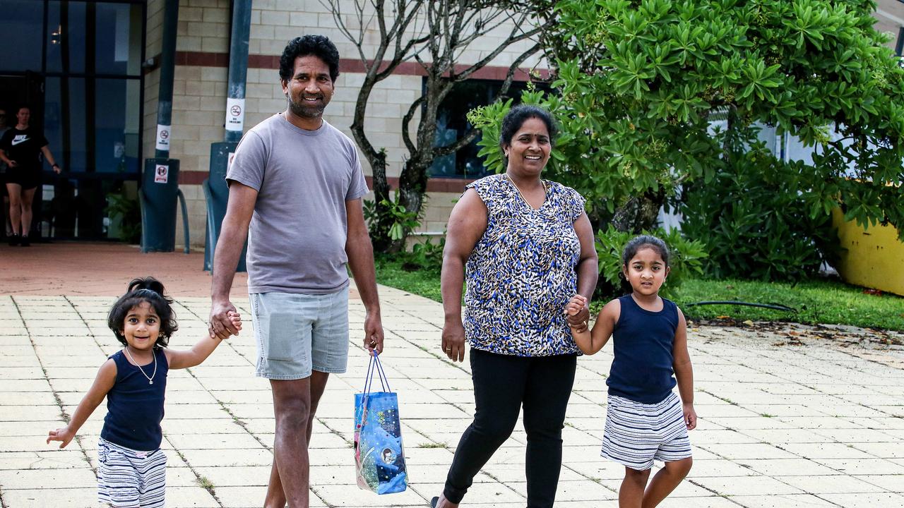 The family leave the recreation centre on Christmas Island in 2020. Pic Colin Murty The Australian