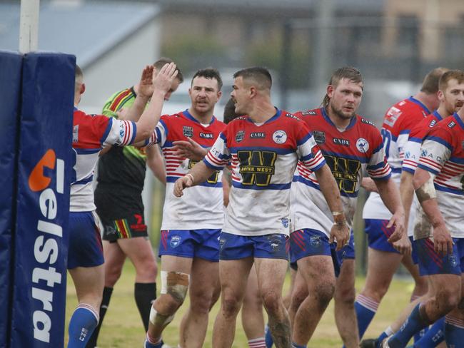 Emu Plains celebrate a try. Picture Warren Gannon Photography