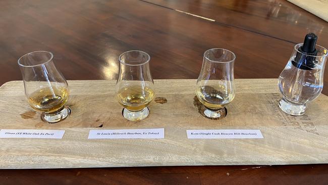 A whisky paddle at McHenry's Distillery which was a very civilised way to finish day 2 of the Life's an Adventure Three Capes Walk. Picture: Philip Young