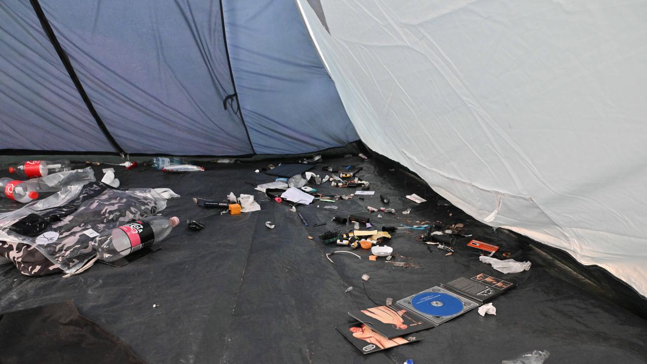 Inside the tent at Perry's Bend near Port Noarlunga. Picture: Brenton Edwards