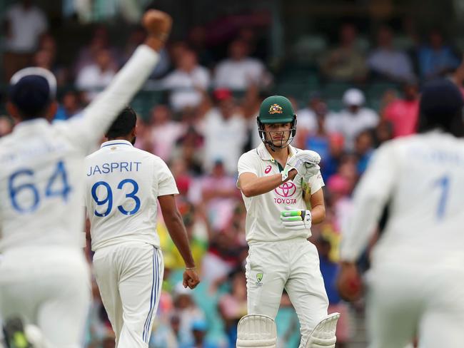 Sam Konstas in the eye of the storm. Picture: Cameron Spencer/Getty Images