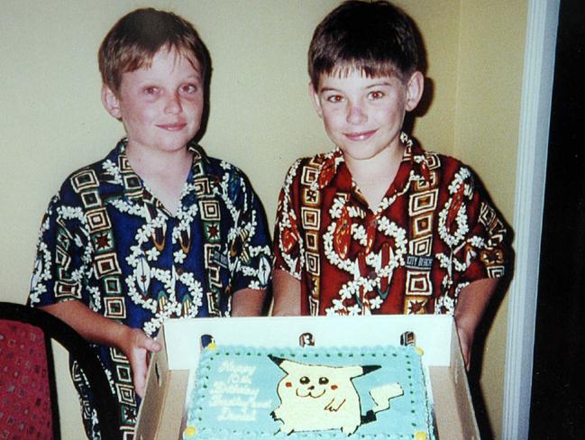 ‘Still in my heart’: Bradley and twin brother Daniel Morcombe pictured celebrating their 10th birthday together.