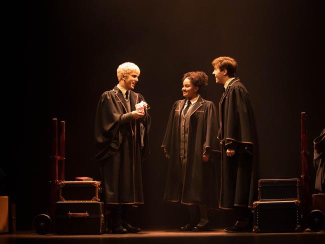 William McKenna as Scorpius Malfoy, Manali Datar as Rose Granger-Weasley and Sean Rees-Wemyss as Albus Potter. Picture: Matt Murphy