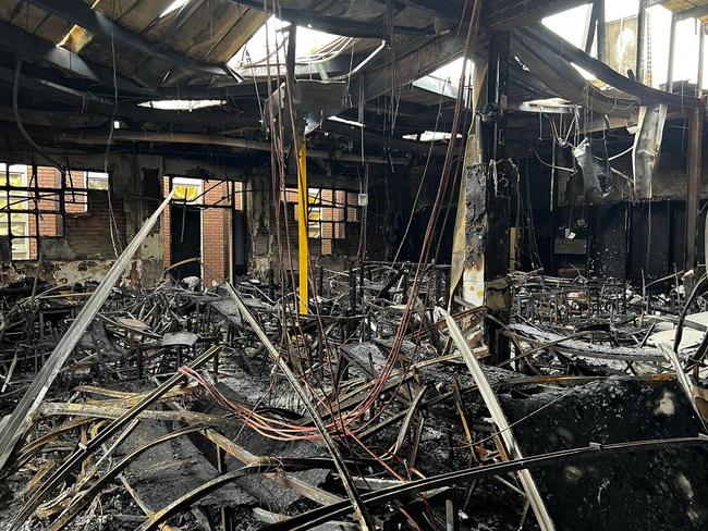 08/12/2024 Internal image of the damage to  Adass Israel Synagogue in Ripponlea after it was firebombed on Friday. picture : Yumi Rosenbaum