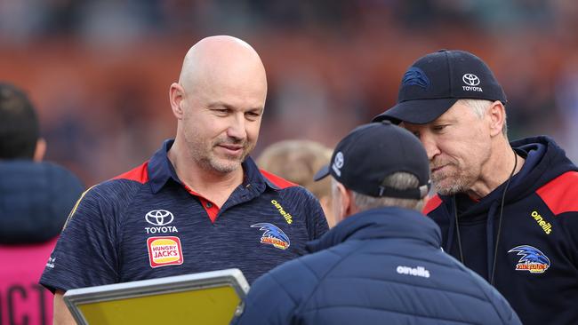 Adelaide’s board will discuss Matthew Nicks’ contract post-season. Picture: Sarah Reed/AFL Photos via Getty Images