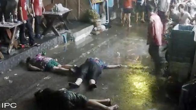 The elderly couple and their adult son were knocked unconscious in the shocking attack in Hua Hin, Thailand. Picture: Hua Hin Municipality via AP