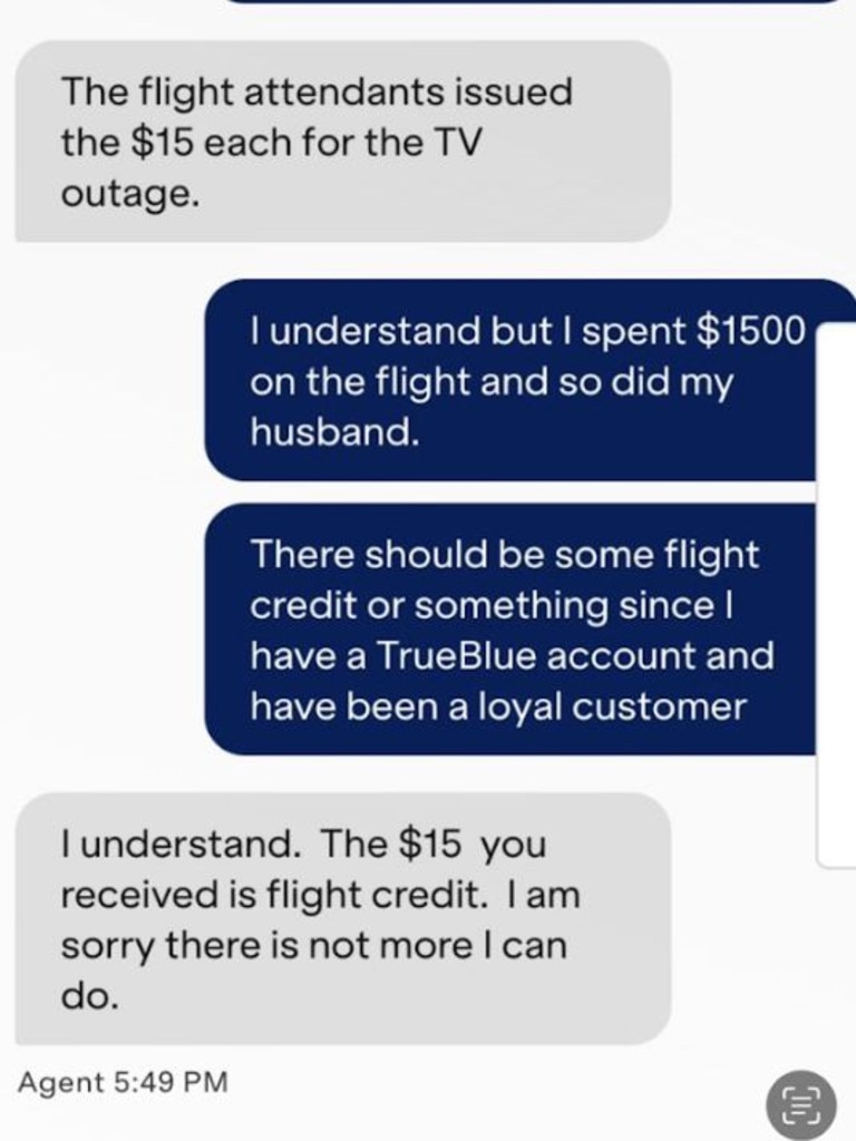 Jessica Chastain shared a private message exchange she had with JetBlue about the flight credit.