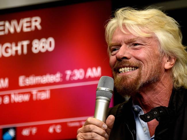 DENVER, CO - MARCH 15: CEO of the Virgin group Sir Richard Branson attends Virgin America's San Francisco to Denver service Launch on March 15, 2016 in San Francisco, CA.   Frazer Harrison/Getty Images/AFP == FOR NEWSPAPERS, INTERNET, TELCOS & TELEVISION USE ONLY ==