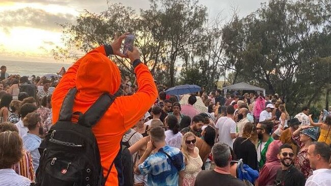 Gold Coast community groups are opposed to doof parties at The Spit. They have supplied photographs of a beach party.