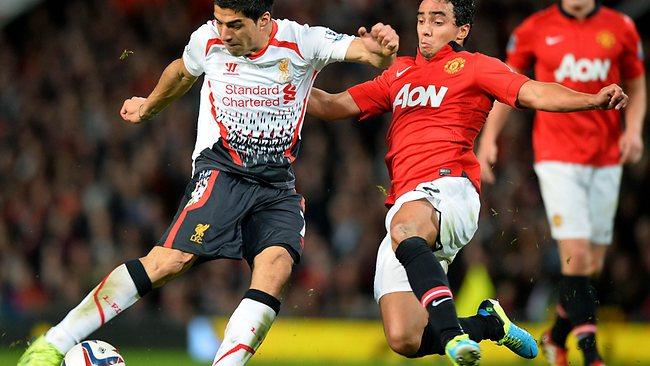 Liverpool's Uruguayan forward Luis Surez takes a shot against Manchester United in their League Cup match on Wednesday