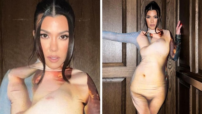 Kourtney Kardashian trolled for bizarre naked dress. Picture: Instagram.