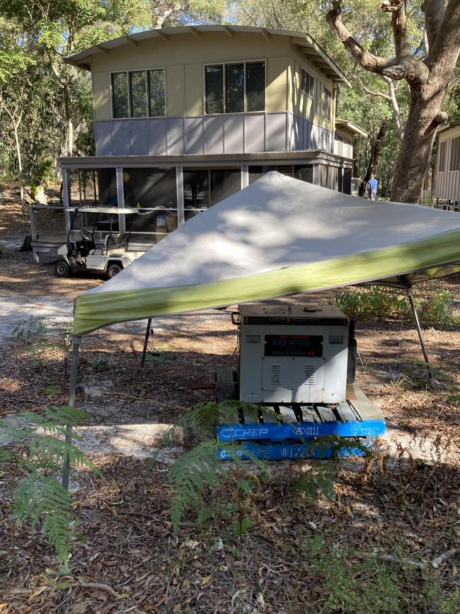 A generator powers an eco-lodge at Couran Cove. Photo: Greg Stolz.