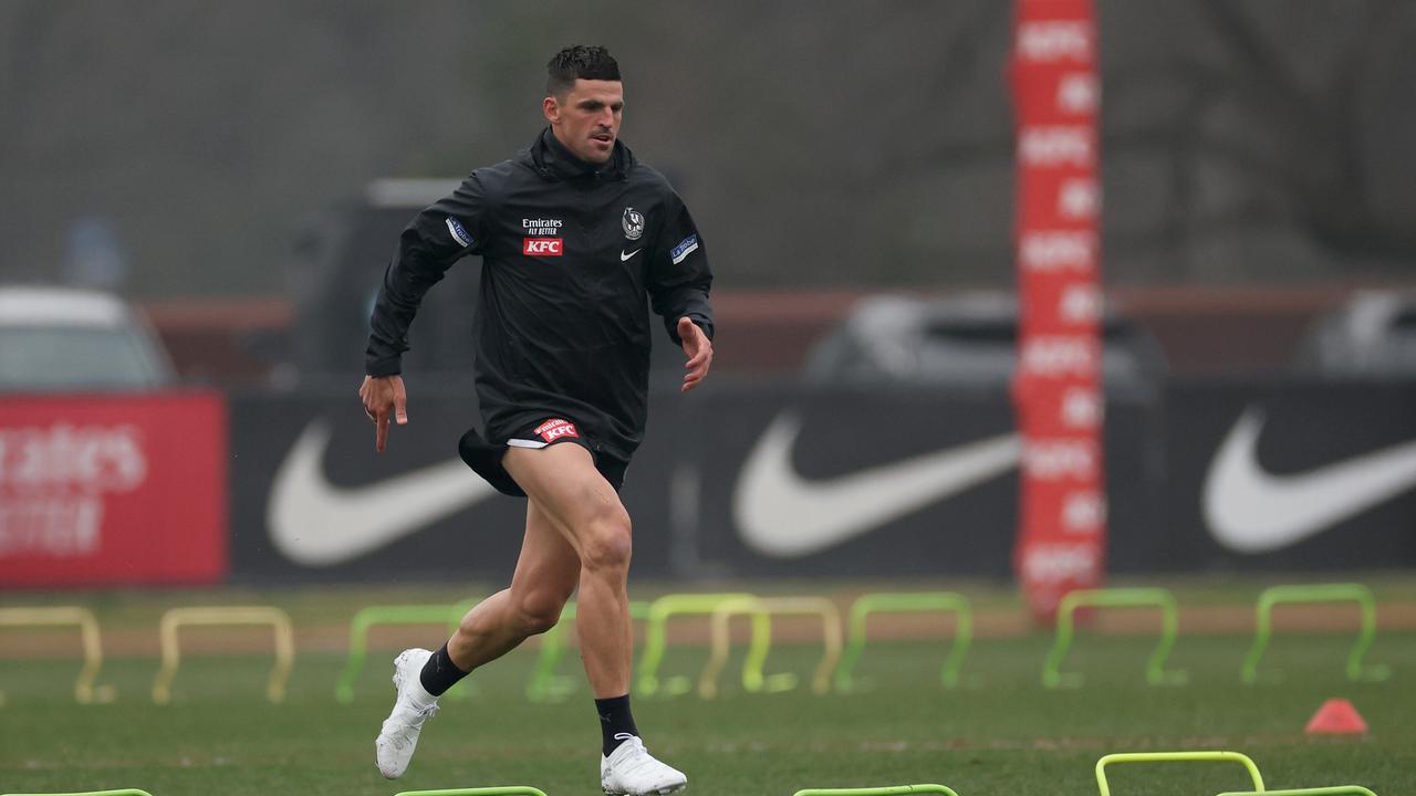 Pendlebury trained at Olympic Park on Wednesday before he was joined by family and the AFL’s ‘400 Club’ to celebrate his milestone. Picture: Daniel Pockett / Getty Images