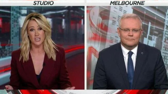 Leila McKinnon interviewed Scott Morrison on A Current Affair. Picture: 9 News