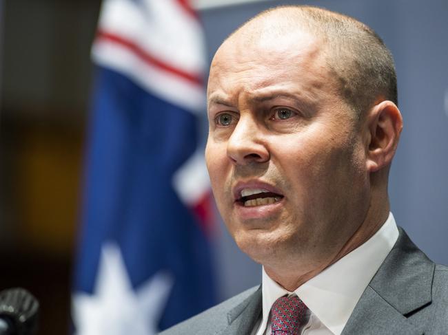 CANBERRA, AUSTRALIA - NewsWire Photos OCTOBER 6, 2020: Josh Frydenberg, Treasurer of Australia and Finance Minister, Mathis Cormann release the Federal Budget 2020-2021 at Parliament House. Picture: NCA NewsWire / Martin Ollman