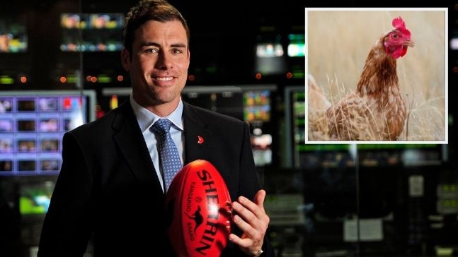 Channel 7 commentator Matthew Richardson needs to study up on chooks.