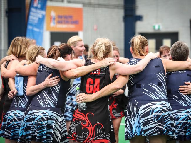 Indoor netball action on the Gold Coast. Picture: Paul Harris Photographer
