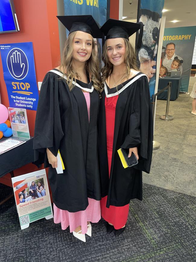 Stella Mason (Bachelor of Nursing) and Kyra Robinson (Bachelor of Nursing) at the Federation University Churchill Campus graduations on Tuesday, March 25, 2025. Picture: Jack Colantuono