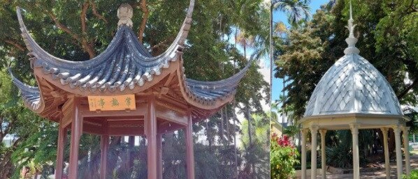 The Perfume Garden park hosts a variety of quirky things including the Changshu Pavilion and the salvaged cupola from the old Town Hall building. Picture: Leighton Smith