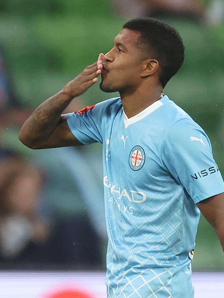 Leo Natel scored a goal for Melbourne City in the 7-0 thrashing. Picture: Getty Images