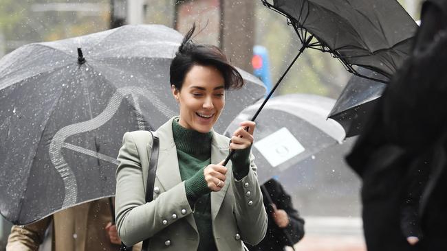 Sarah Budge arrives at the Downing Centre Local Court during her trial. Picture: AAP