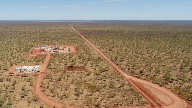 Kyalla 117, 600km south-east of Darwin, between Daly Waters and Elliott, is the first of two new Origin Energy appraisal wells to be drilled and fracture stimulated to help determine the potential of the resource in the Beetaloo Basin. Picture: Supplied