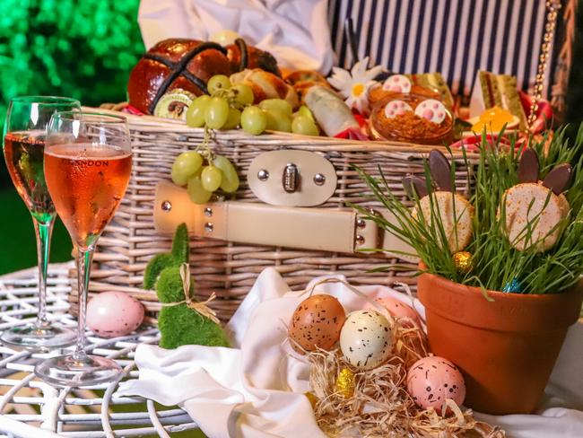 Anna's Easter Garden picnic hamper with pink Chandon. Picture: Jenifer Jagielski