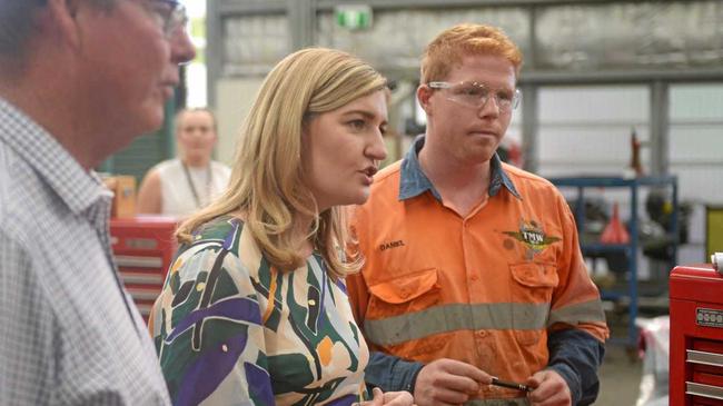 Barry O'Rourke MP, Minister for Training and Skills Shannon Fentiman and Daniel Larose at CQUniversity. Picture: Jann Houley