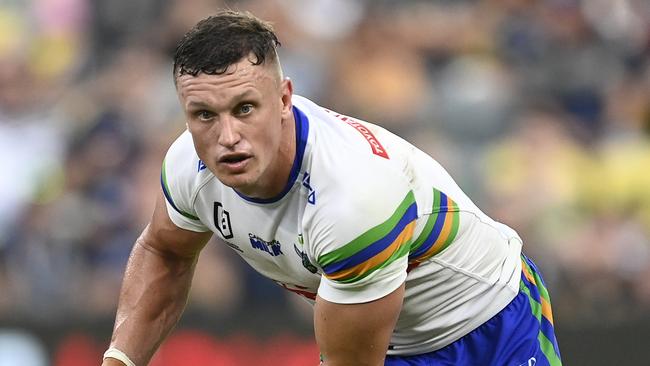 TOWNSVILLE, AUSTRALIA - MARCH 04: Jack Wighton of the Raiders runs the ball during the round one NRL match between the North Queensland Cowboys and the Canberra Raiders at Qld Country Bank Stadium on March 04, 2023 in Townsville, Australia. (Photo by Ian Hitchcock/Getty Images)