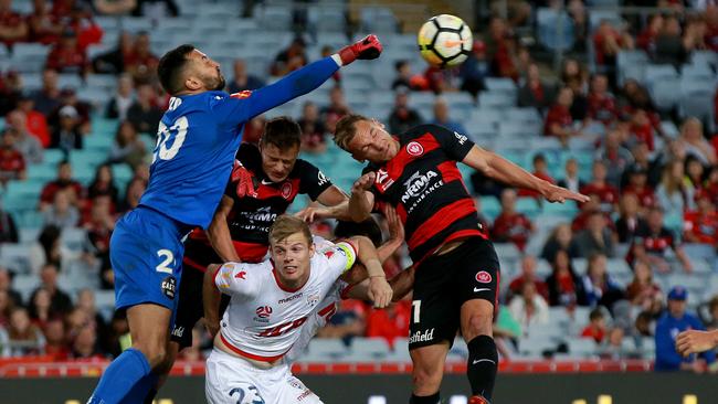 Adelaide narrowly edged out the Wanderers in front of their home fans. Picture: Toby Zerna